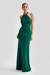 Halter Neck Ruched Bias-Cut Maxi Dress 23
