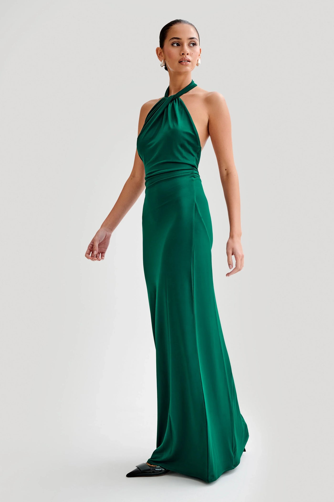 Halter Neck Ruched Bias-Cut Maxi Dress 27