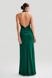 Halter Neck Ruched Bias-Cut Maxi Dress 28