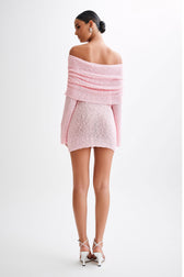 Off Shoulder Long Sleeve Ruched Knit Mini Dress 6
