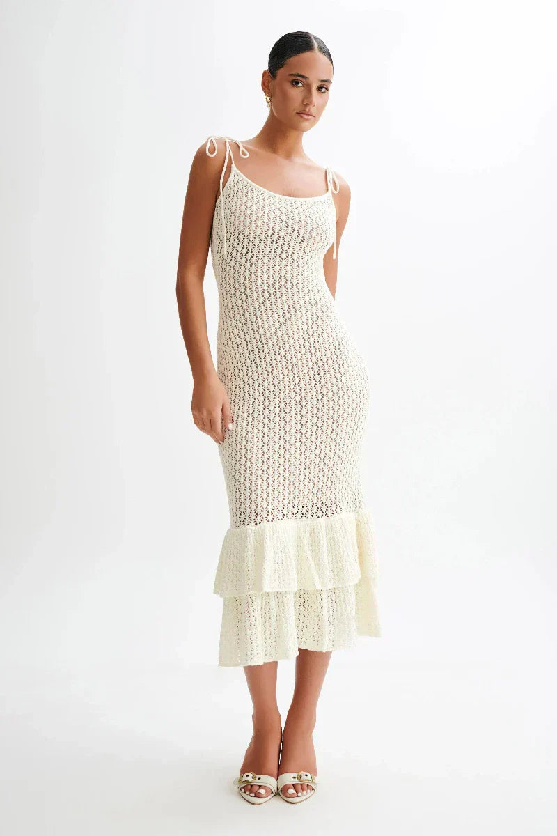 Rouge Valencia - Knitted Fishtail Midi Dress