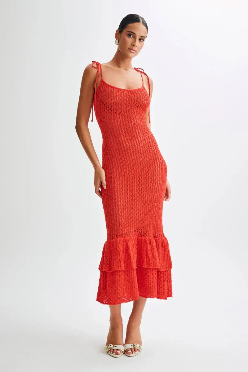 Rouge Valencia - Knitted Fishtail Midi Dress