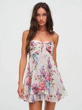 Strapless Floral Backless Ruffle Mini Dress 8