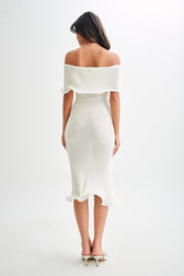 Knit Off Shoulder Short Sleeve Bodycon Midi Dress 2