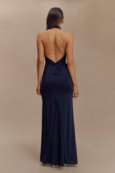 Halter Neck Ruched Bias-Cut Maxi Dress 13
