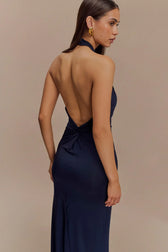 Halter Neck Ruched Bias-Cut Maxi Dress 15