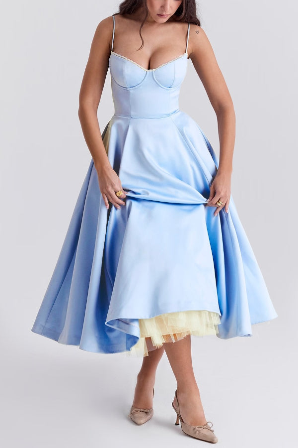 Lorraine Premium Strapless V Neck Sleeveless Tutu Maxi Dress Boutique Edit