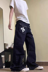 Vintage Washed Wide-Leg Denim Jeans