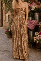 Strapless Lace Up Pleated Boho Dress