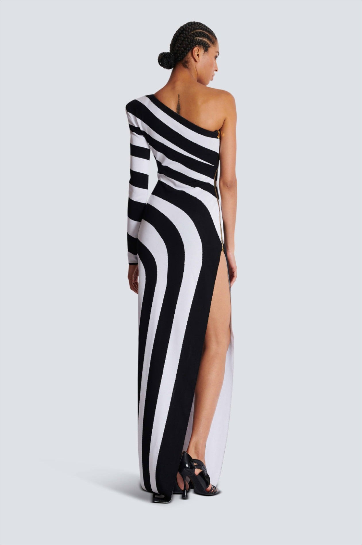 Zebra Print One Shoulder Long Sleeve Bandage Sweater Dress - View 2