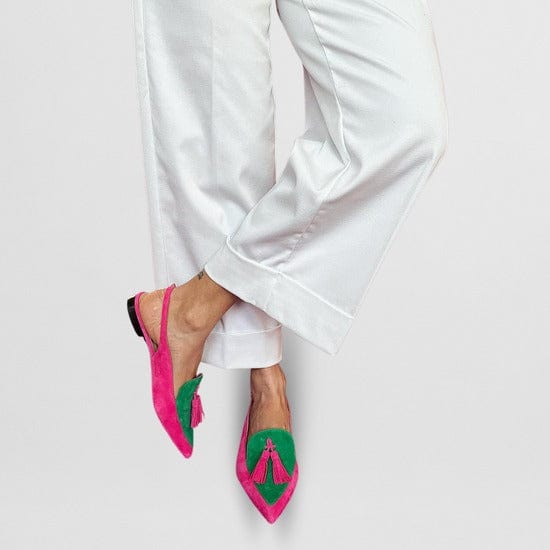 Pointed Toe Tassel Slingback Flats 4