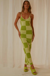 Abstract Print Knit Spaghetti Strap Bodycon Maxi Dress 15