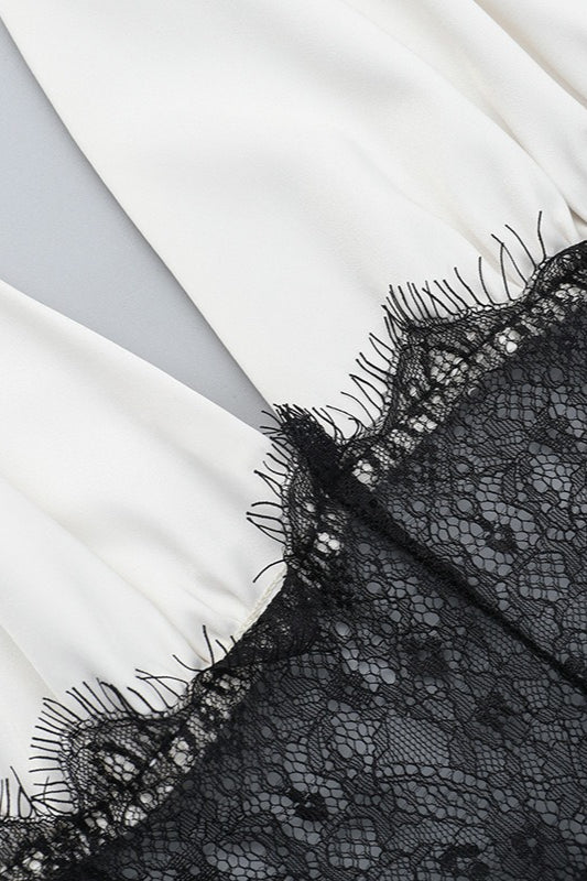 V Neck Backless Lace Dress
