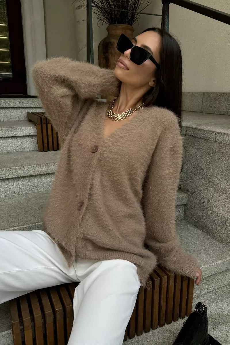 Relaxed V Neck Cardigan