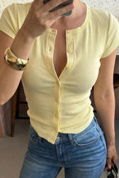 Essential Knit Button Tee T-Shirt