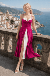 High Waist Stylish Satin Wrap Dress