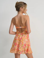 Strapless Floral Backless Ruffle Mini Dress 2
