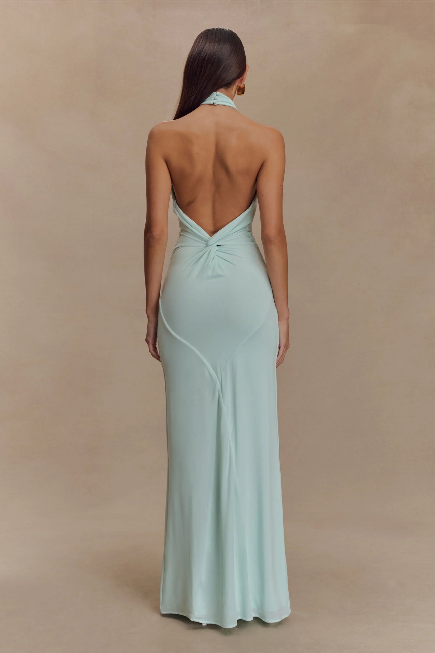 Halter Neck Ruched Bias-Cut Maxi Dress 2