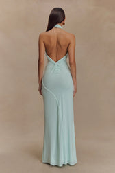 Halter Neck Ruched Bias-Cut Maxi Dress 2