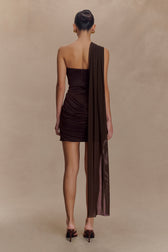 One Shoulder Mesh Ruched Bodycon Mini Dress 2