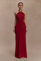 Halter Neck Ruched Bias-Cut Maxi Dress 6
