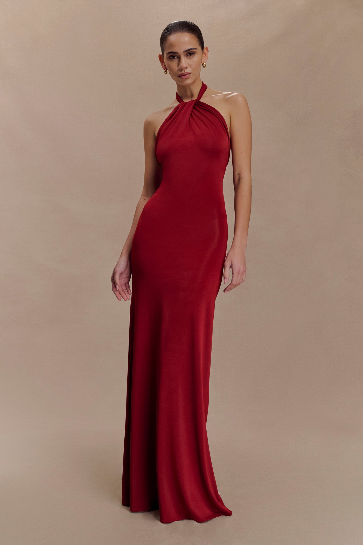 Halter Neck Ruched Bias-Cut Maxi Dress 8
