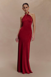 Halter Neck Ruched Bias-Cut Maxi Dress 8