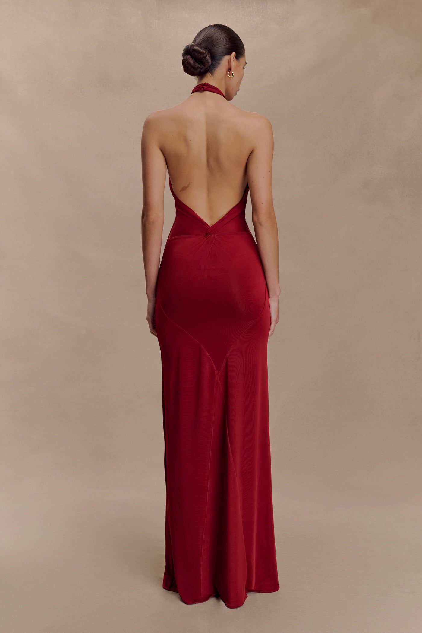 Halter Neck Ruched Bias-Cut Maxi Dress 7