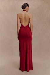 Halter Neck Ruched Bias-Cut Maxi Dress 7