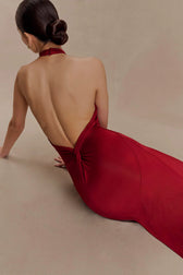 Halter Neck Ruched Bias-Cut Maxi Dress 10