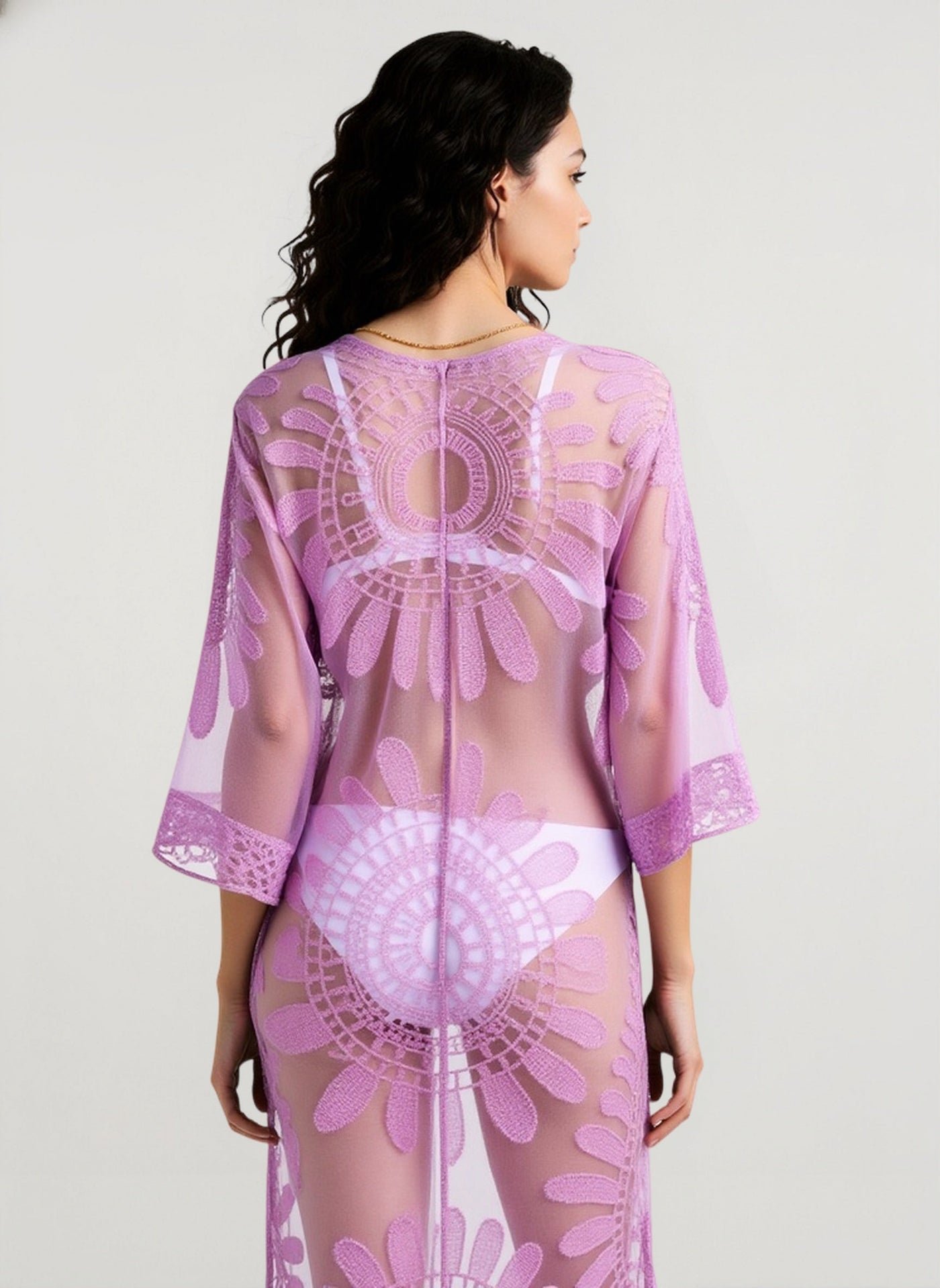 Lace Embroidered Bikini Cover Up