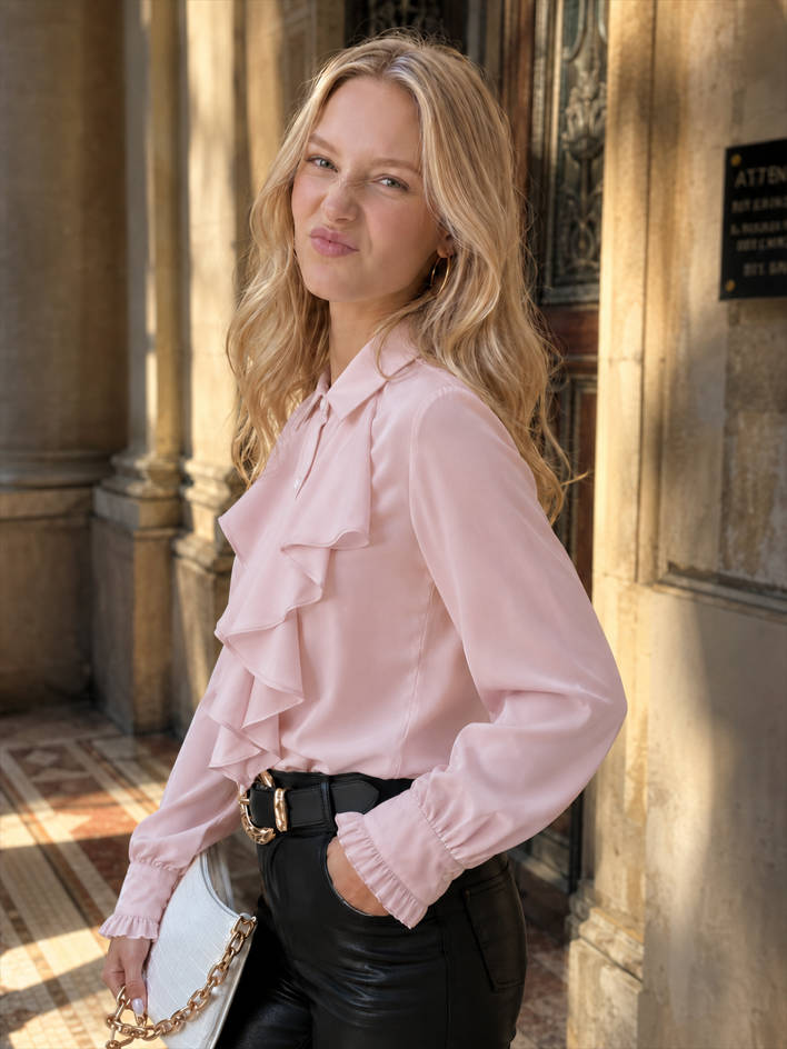 Ruffle Layered Long Sleeve Blouse