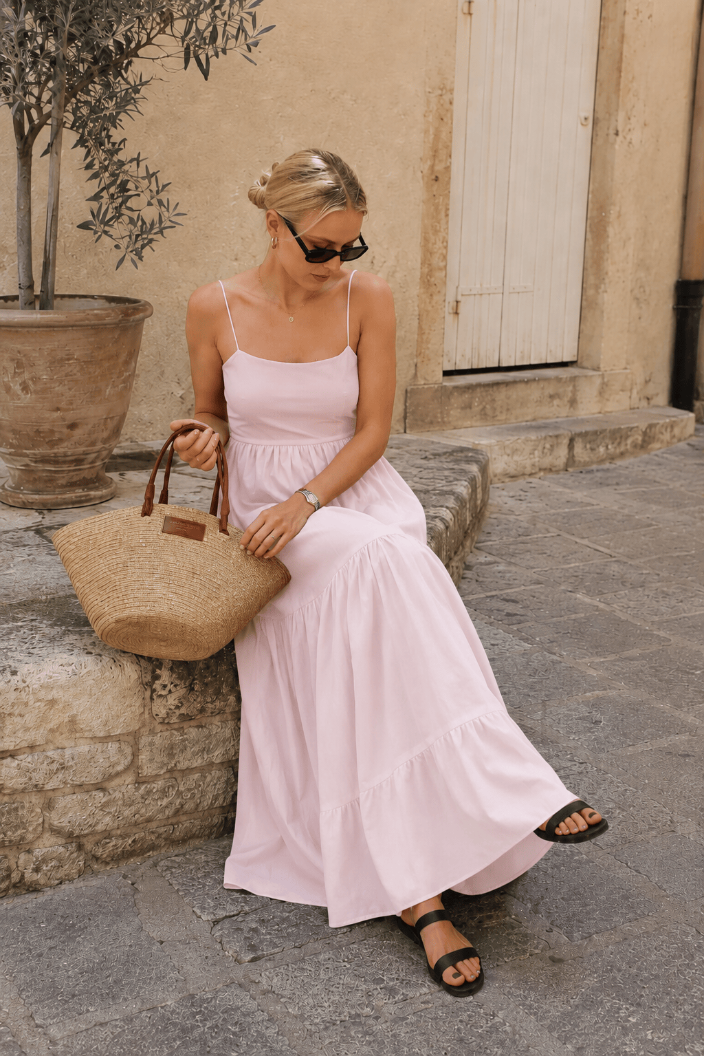 Solid Backless Long Dress