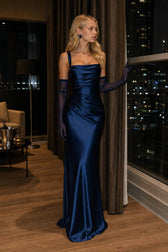 Square Neck Tie Waist Bodycon Mermaid Prom Dress