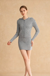 Hooded Button Graceful Front Knit Cardigan