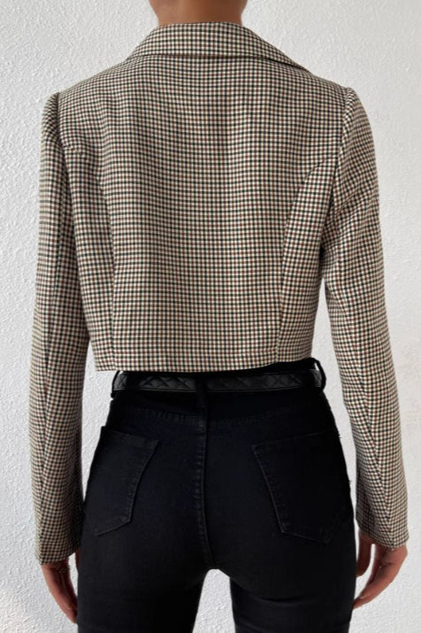 Houndstooth Cropped Blazer