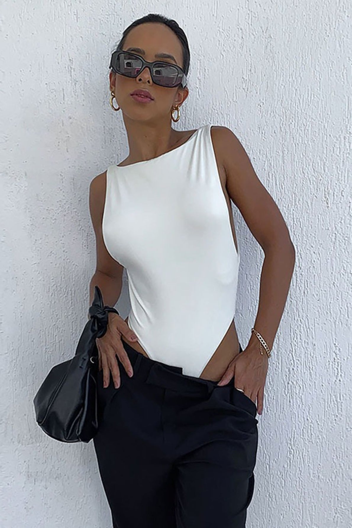 Backless Slim Solid Sporty Bodysuit