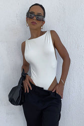 Backless Slim Solid Sporty Bodysuit