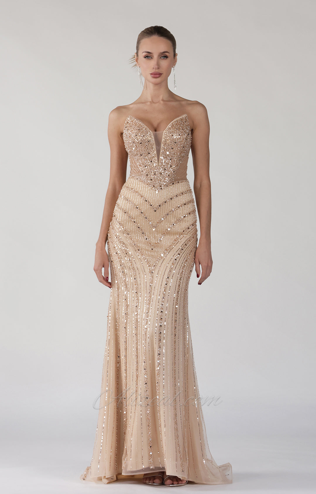 Beaded Illusion Sweetheart Mermaid Maxi Gown 8