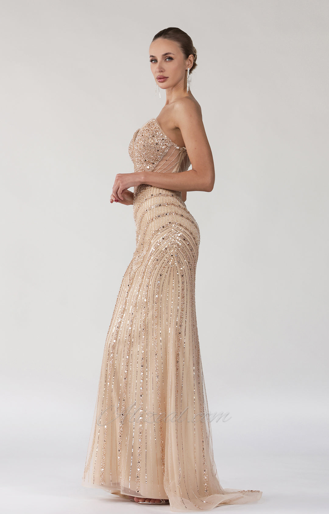 Beaded Illusion Sweetheart Mermaid Maxi Gown 5