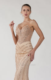 Beaded Illusion Sweetheart Mermaid Maxi Gown 4