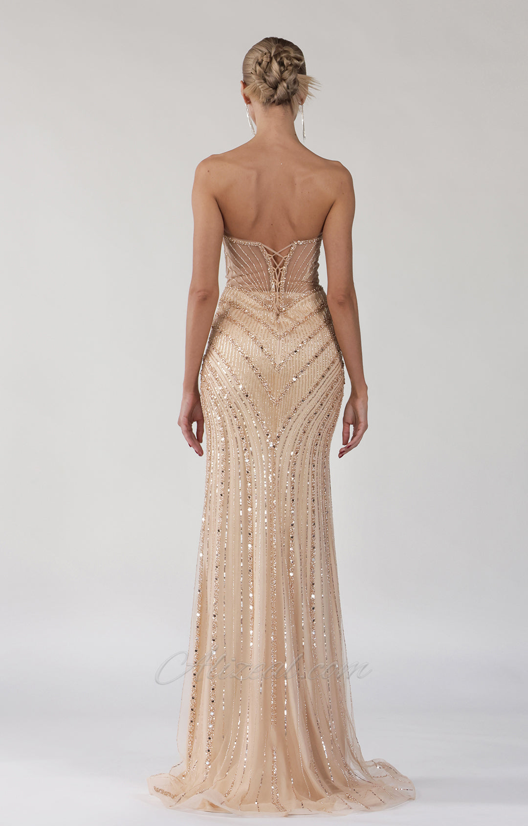 Beaded Illusion Sweetheart Mermaid Maxi Gown 7
