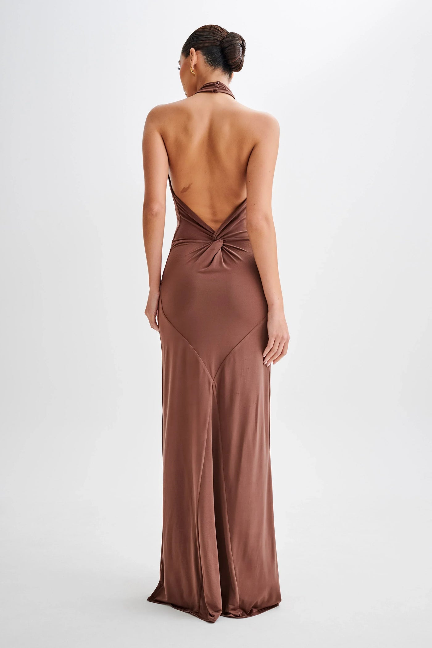 Halter Neck Ruched Bias-Cut Maxi Dress 19