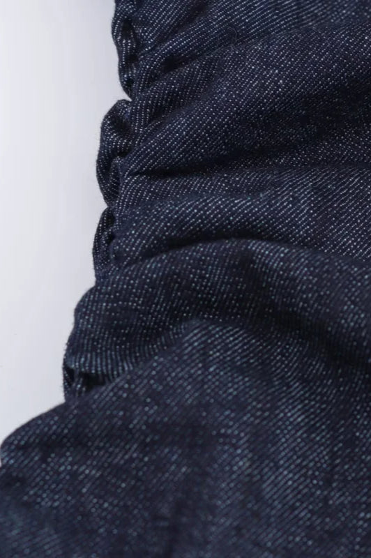 Denim Lapel Zipper Midi Dress