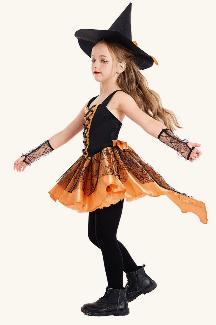 Orange Witch Dress Kid Halloween Costume