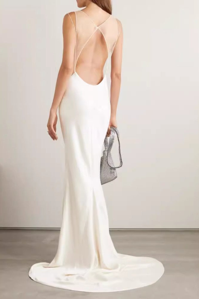 Corset Strapless Open Back Reception Dress
