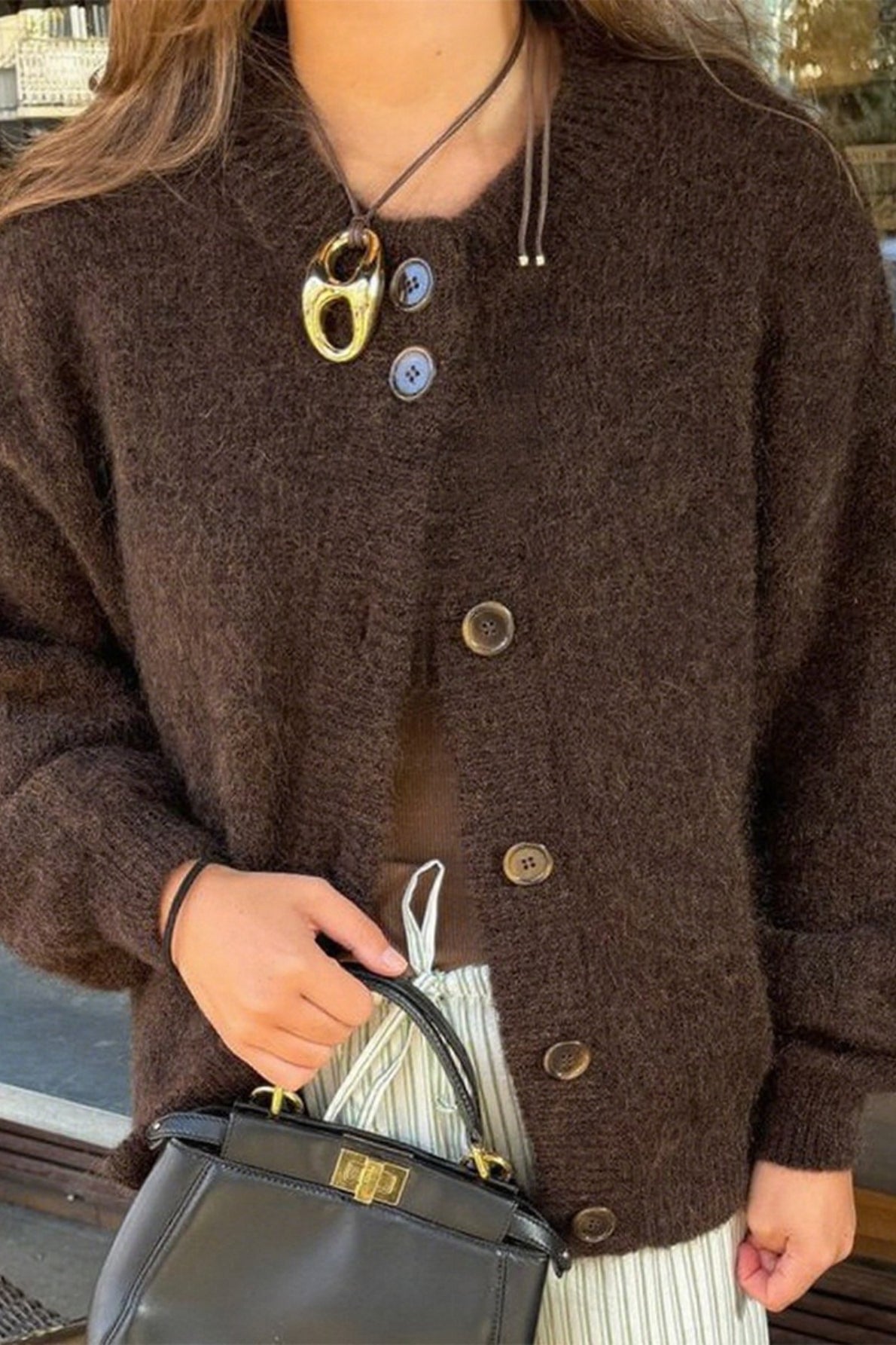 Casual Minimalist Button Front Long Sleeve Coat