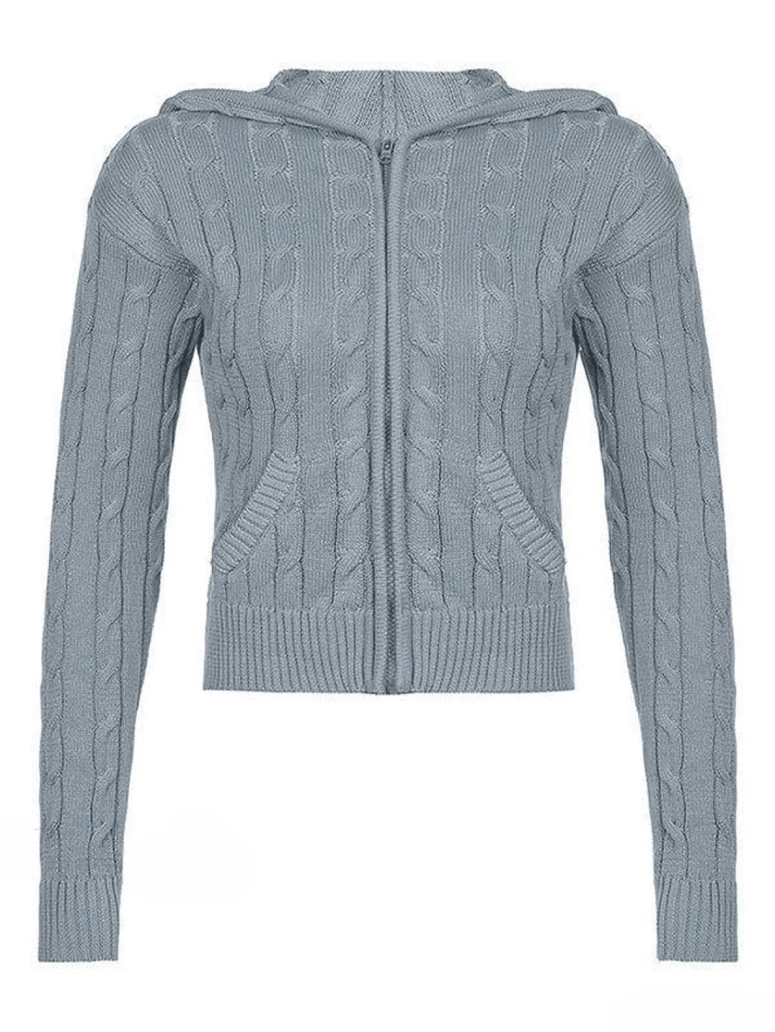 Hooded Button Graceful Front Knit Cardigan