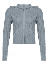 Hooded Button Graceful Front Knit Cardigan