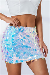 Iridescent Sequin A-Line Bodycon Skirt